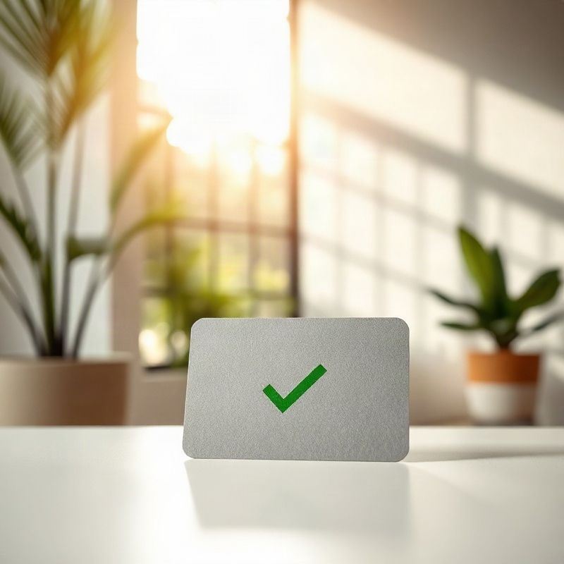 Cartão minimalista com ícone de confirmação verde